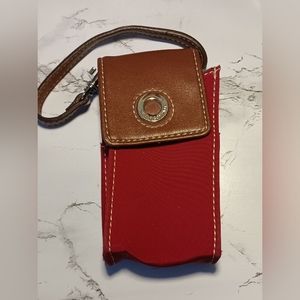 Vintage Nine & Company Wristlet Phone Case, Red with Teal lining